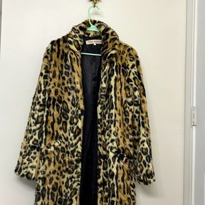 Free people faux cheetah print fur coat